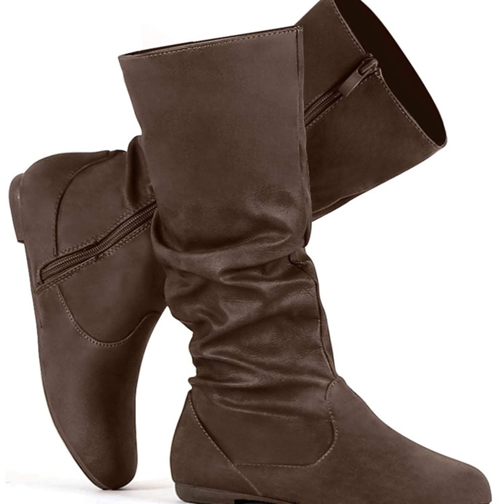 NiB katliu Women's Slouch Mid Calf Boots Zipper